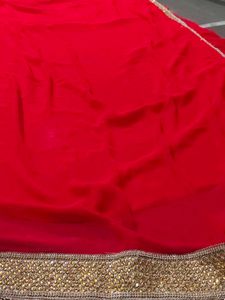 Vibrant Red Embellished Saree