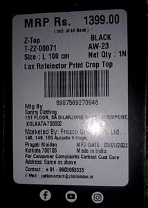 BNWT Zink London Black Graphic Crop Top (Never Wor