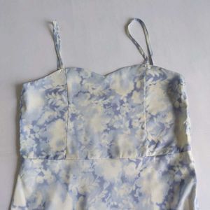 Blue Floral Midi Slip Dress🦢🪞✨️
