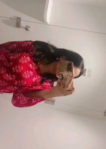 Red Block Print Kurta