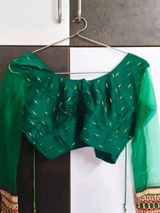 Women's Green Lehenga Choli with Heavy Red Dupatta