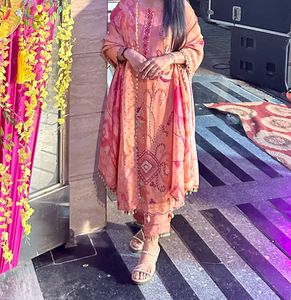 Pure Chinon Chanderi Silk Handwork 3 Piece Suit Se