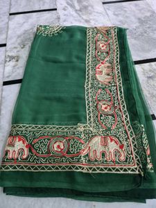 Embroidered chiffon Saree