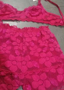 Pink Floral Lingerie Set