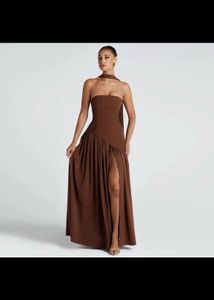 Elegant Brown Maxi Dress