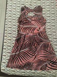 Leaf Print Sleeveless Mini Dress