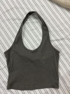 Ribbed Halter Neck Crop Top