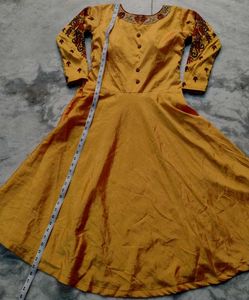 wedding Golden Ethnic silk Gown