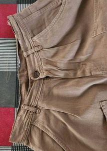 Brown Cargo Wide-Leg Pants