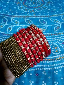 Set of Red &amp; Gold Bangles