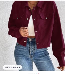 Maroon Corduroy Cropped Jacket newwdtag