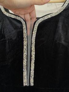 Elegant Black Velvet Party Dress