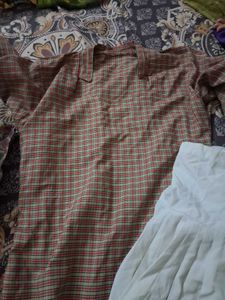 only one kurti plazzoClassic Red Plaid Kurta salwa