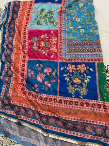 Vibrant Patchwork Dupatta with Sequins