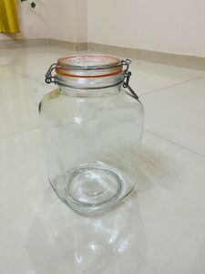 Large Vintage  Glass Clip Lid Jar