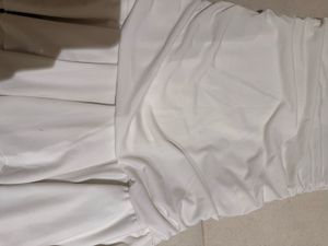 bershka Chic White Strapless Ruffle Dress