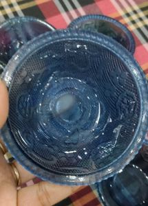 Set of 9 Blue Glass Bowls