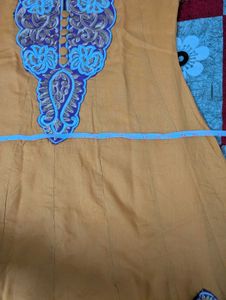 Women's Mustard Yellow Embroidered Kurthi