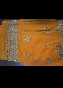 Embellished orange Saree