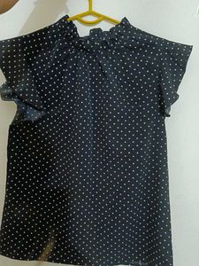Polka Dot Top - Ruffle Sleeve
