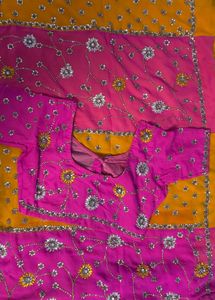 Embroidered Pink & Yellow Saree