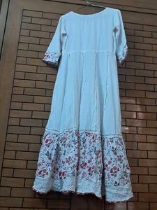 White Floral Print Kurta with Dupatta