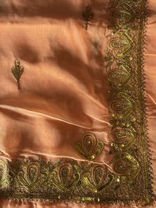 Peach Saree with Gold Embroidery