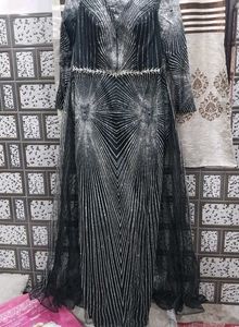 Striking Black &amp; White Geometrical Print Gown