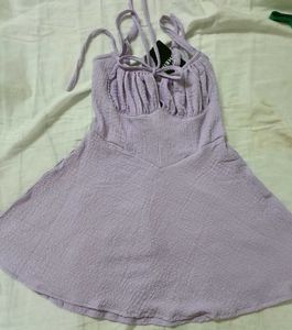 Lavender Mini Dress with Lace-Up Back