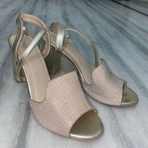 Sparkly Gold block heels Sandals