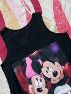 Minnie Mouse Graphic Print Black Dress