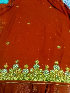 Embellished Red Saree