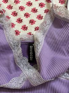 H&amp;M Lilac Lace Trim Cami Top