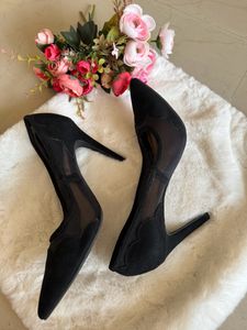 Mesh Detail Black Stiletto
