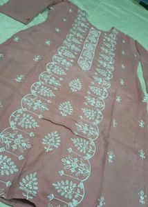 Elegant Peach Embroidered Kurta Set