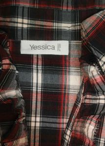Stylish Plaid &amp; Black Ruffle Top