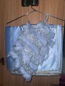 Twinning mom and daughter Designer Blue Saree