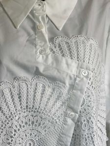 White Lace Detail Button-Up Shirt