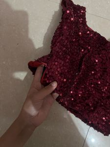 Sparkling Red Sequin Blouse
