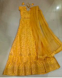 Stunning Yellow Embroidered Lehenga Choli