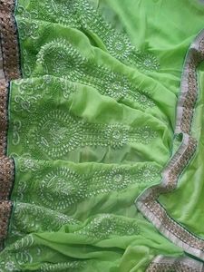 Stunning Green Embroidered Saree
