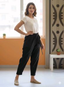 Stylish Black Tie-Waist Trousers