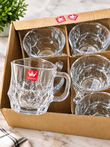 Set of 6 Crystal Clear Glass Cups