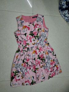 Pink Floral Sleeveless Dress