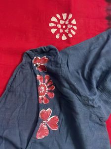 Beautiful Indigo &amp; Pink Batik Saree