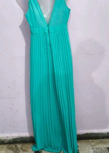 Teal Pleated Maxi Dress