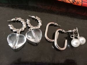 Combo Of Contemporary Silver Earrings