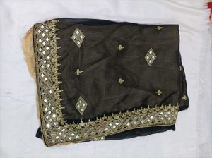 Black Saree with mirror work 💕