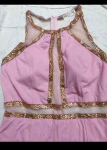 designer pink long party dress