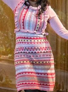 Pink Aztec Print Knit Dress